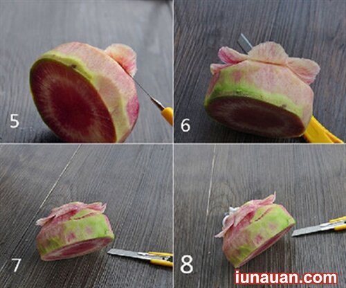 Ảnh minh họa 4 - Khéo tay tỉa củ cải thành bông hoa hồng siêu xinh !
